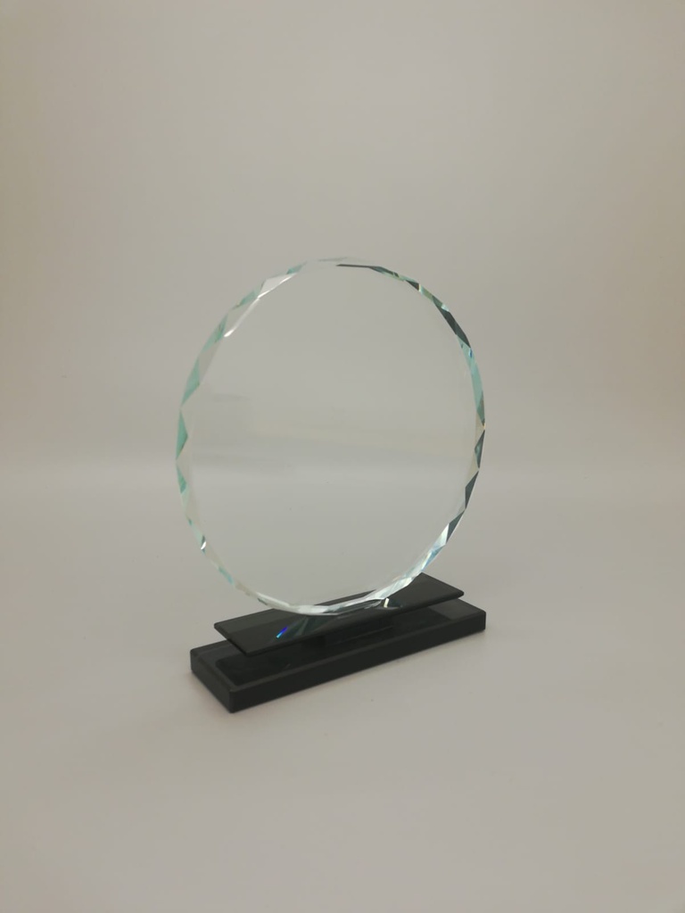 [10396] crystal trophy round 15x15 cm