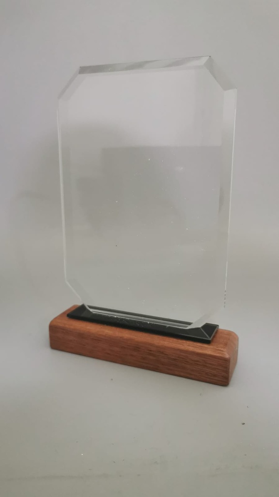 Crystal Trophy with Wooden base