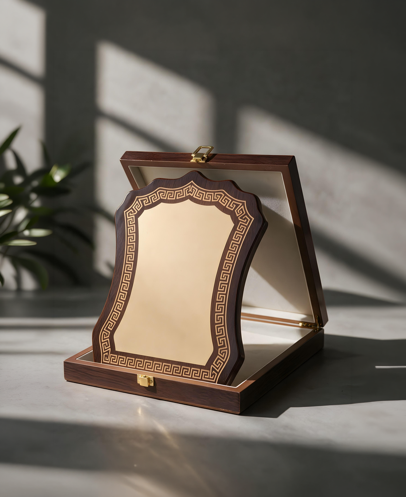 Wooden Trophy With Gold Plate